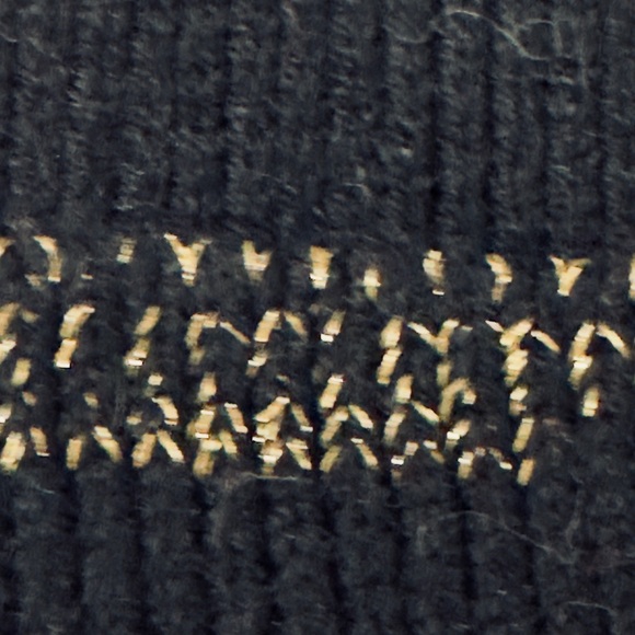 BP by Nordstrom - Black Knit Beanie with Gold Threading along Cuff Edge O/S NWT - Picture 5 of 6